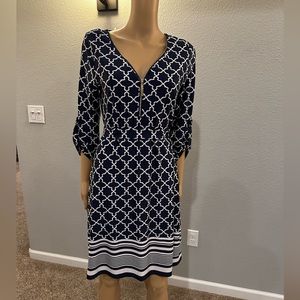 Navy blue and white dress